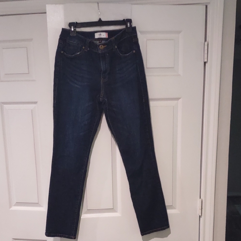 cabi 3386 High Straight Jeans dark denim straight leg Size 10 Great Fit